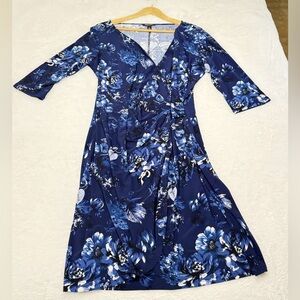 Roz & Ali Blue Floral Wrap Dress